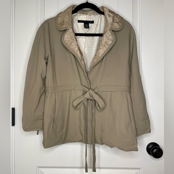 Marc by Marc Jacobs Camel Tan Wool Blend Cropped Trench Coat Jacket Medium - Picture 1 of 5